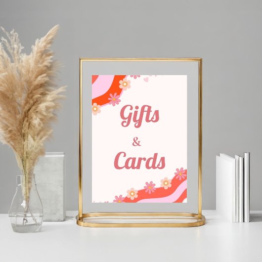 Retro Groovy daisy Bloemencadeau & Kaart Verjaarda Poster