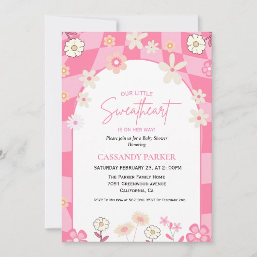 Retro Groovy Daisy Boho Valentijn Baby shower Kaart (Voorkant)