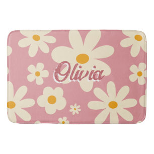 Retro groovy daisy boho woestijn roze badmat