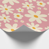 Retro groovy daisy boho woestijn roze cadeaupapier (Hoek)