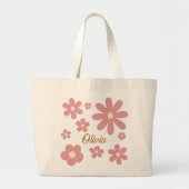 Retro groovy daisy boho woestijn roze gepersonalis grote tote bag (Voorkant)