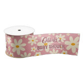 Retro groovy daisy boho woestijn roze satijnen lint (Spoel)