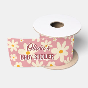 Retro groovy daisy boho woestijn roze satijnen lint