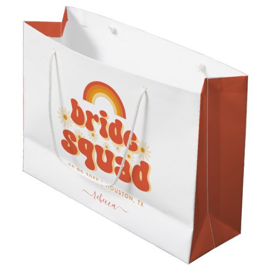 Retro Groovy Daisy Bruidsmeisjes Team Bruiloft Groot Cadeauzakje (Voorkant Gekanteld)