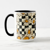 Retro Groovy Daisy Checkerboard gepersonaliseerde Mok (Links)
