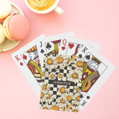 Retro Groovy Daisy Checkerboard gepersonaliseerde  Pokerkaarten