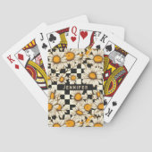 Retro Groovy Daisy Checkerboard gepersonaliseerde  Pokerkaarten (Achterkant)