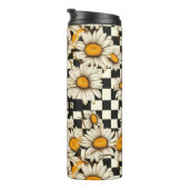 Retro Groovy Daisy Checkerboard gepersonaliseerde Thermosbeker (Geroteerd rechts)
