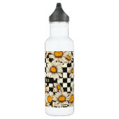 Retro Groovy Daisy Checkerboard gepersonaliseerde  Waterfles (Rechts)