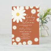 Retro Groovy Daisy Floral Baby in Bloom Shower Kaart (Staand voorkant)