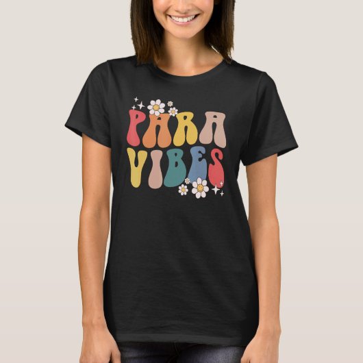 Retro Groovy Daisy Para Vibes First Day of School T-shirt (Voorkant)