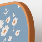 Retro Groovy Daisy Pattern Dusty Blue Floral 70's Pickleball Paddle (Links Detail)