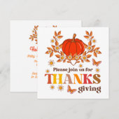 Retro Groovy Daisy Pumpkin Hippie Thanksgiving Kaart (Voorkant / Achterkant)