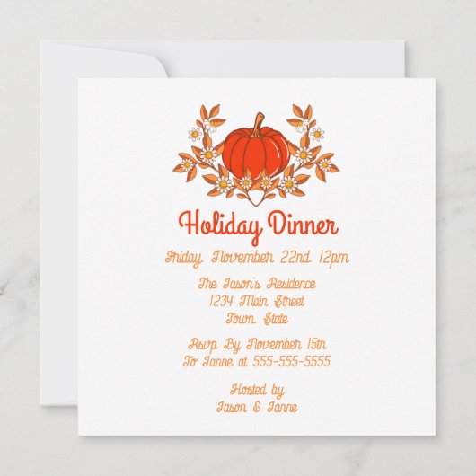 Retro Groovy Daisy Pumpkin Hippie Thanksgiving Kaart (Achterkant)