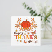 Retro Groovy Daisy Pumpkin Hippie Thanksgiving Kaart (Staand voorkant)
