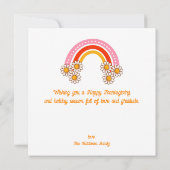 Retro Groovy Daisy Pumpkin Hippie Thanksgiving Kaart (Achterkant)