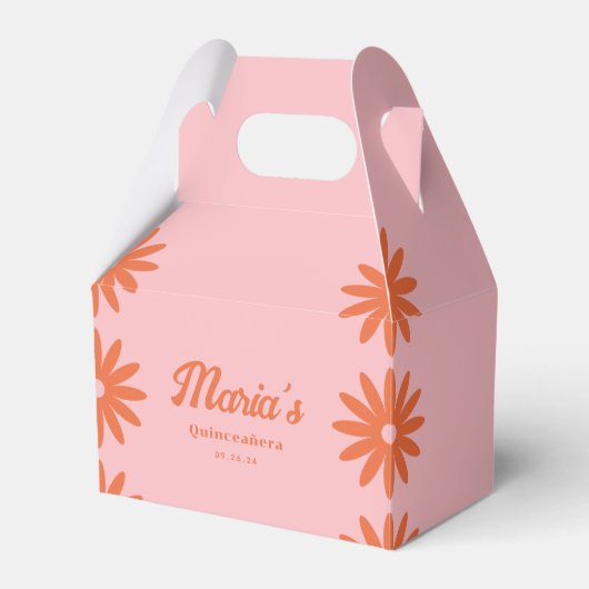 Retro Groovy Daisy Quinceanera Bedankdoosjes (Voorkant Zijde)