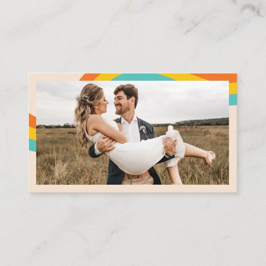 Retro Groovy Daisy Seventies Wedding RSVP Hippie Informatiekaartje (Achterkant)