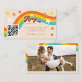 Retro Groovy Daisy Seventies Wedding RSVP Hippie Informatiekaartje (Voorkant / Achterkant)