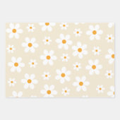 Retro Groovy Daisy Tan Birthday gift Inpakpapier Vel (Voorkant 3)