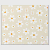 Retro Groovy Daisy Tan Birthday gift Wrapping Pape Cadeaupapier (Vlak)