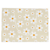 Retro Groovy Daisy Tan Birthday Groot Cadeauzakje (Achterkant)