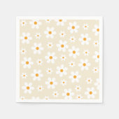 Retro Groovy Daisy Tan Birthday Paper Borden Servet (Voorkant)