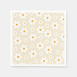 Retro Groovy Daisy Tan Birthday Paper Borden Servet
