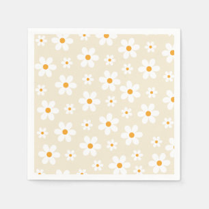 Retro Groovy Daisy Tan Birthday Paper Borden Servet