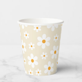 Retro Groovy Daisy Tan Birthday Papieren Bekers