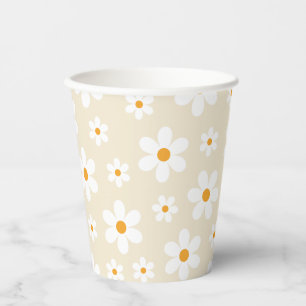 Retro Groovy Daisy Tan Birthday Papieren Bekers