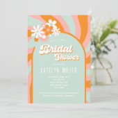 Retro Groovy Daisy-Vrijgezellenfeest Kaart (Staand voorkant)