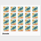 Retro Groovy - Dank je wel Vierkante Sticker (Vel)