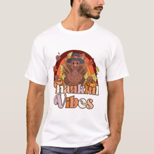 Retro Groovy Dankbare Vibes Schattige Turkije Herf T-shirt