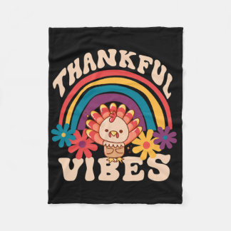 Retro Groovy Dankbare Vibes Turkije Herfst Grappig Fleece Deken