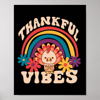 Retro Groovy Dankbare Vibes Turkije Herfst Grappig Poster