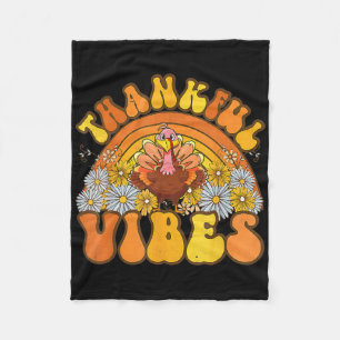 Retro Groovy Dankbare Vibes Turkije Herfst Herfst Fleece Deken