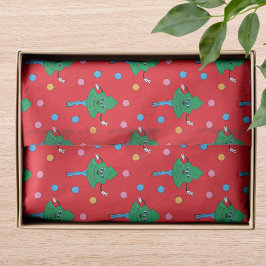 Retro Groovy Dansend Kerstboompatroon Tissuepapier