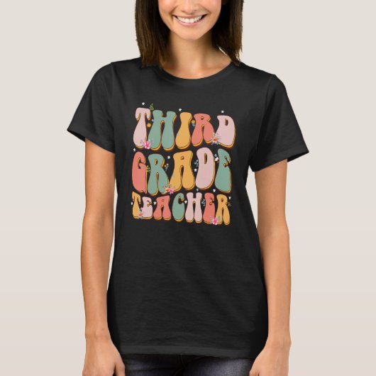 Retro Groovy derde klas leraar terug naar school 3 T-shirt (Voorkant)