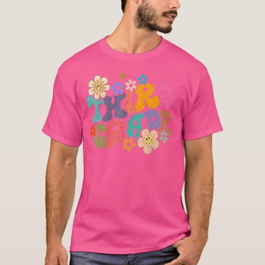 Retro Groovy derdeklasser Kinder terug naar SCH T-shirt (Voorkant)