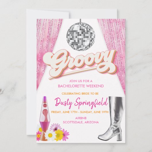 Retro Groovy Disco Bachelorette-weekend Itinerary Kaart (Voorkant)