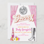 Retro Groovy Disco Bachelorette Weekend Reisplan Kaart (Voorkant)