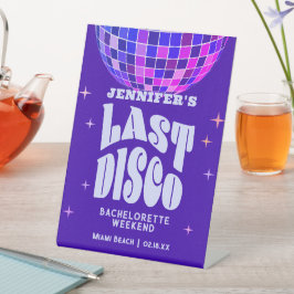 Retro Groovy Disco Bachelorette Weekend Welkom Reclamebord Met Voetstuk