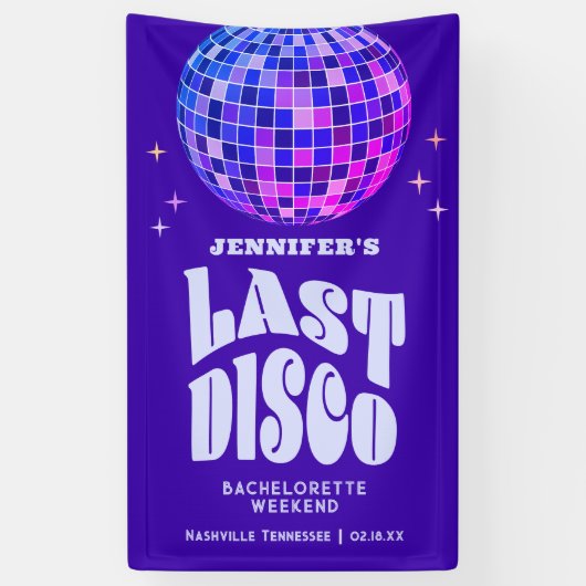 Retro Groovy Disco Bachelorette Weekend Welkom Spandoek (Verticaal)