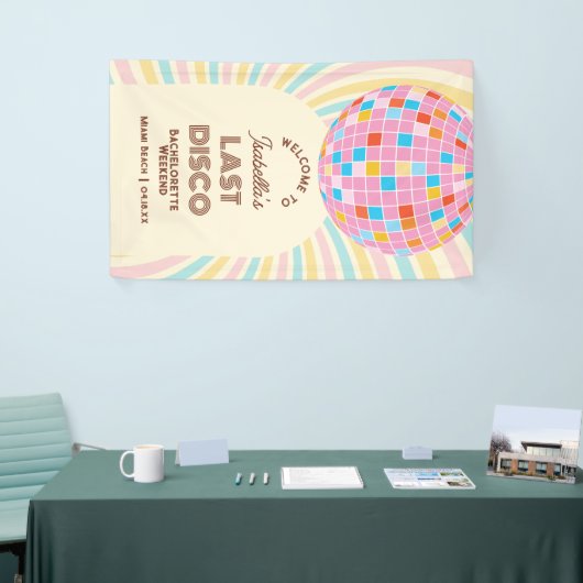 Retro Groovy Disco Bachelorette Weekend Welkom Spandoek (Beurs)