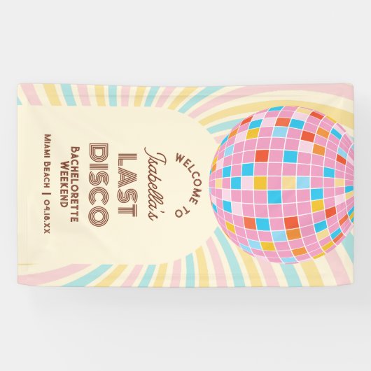 Retro Groovy Disco Bachelorette Weekend Welkom Spandoek (Horizontaal)