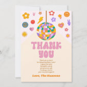Retro Groovy Disco Ball Baby shower Bedankkaart (Voorkant)
