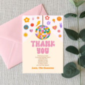 Retro Groovy Disco Ball Baby shower Bedankkaart