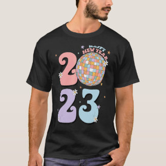 Retro Groovy Disco Ball Goodbye 2022 Happy New Yea T-shirt
