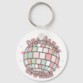 Retro Groovy Disco Ball Pink, één dans tegelijk Sleutelhanger (Voorkant)